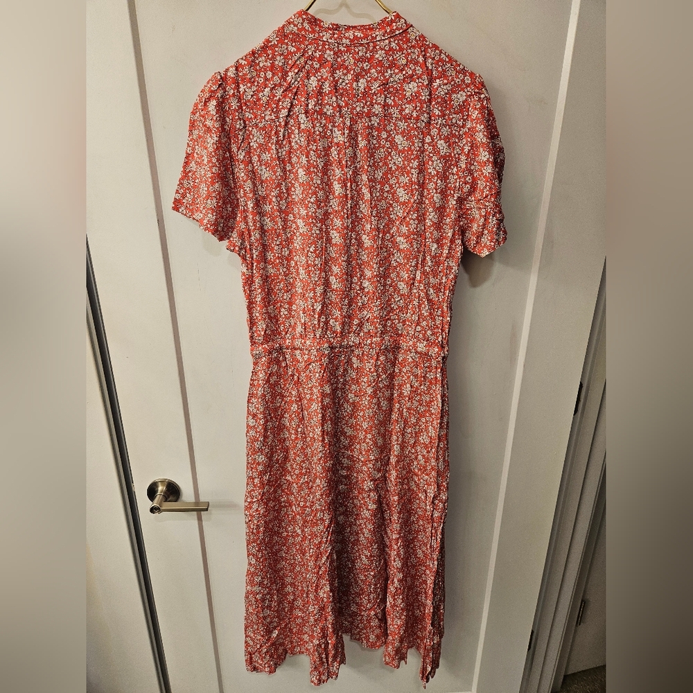 NWT - New Designer "Margaux USA" Floral Tie Waist Midi Shirt Dress - Size XL - Picture 12 of 13